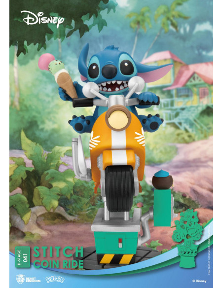 Disney D-Stage PVC Diorama Stitch Coin Ride 16 cm