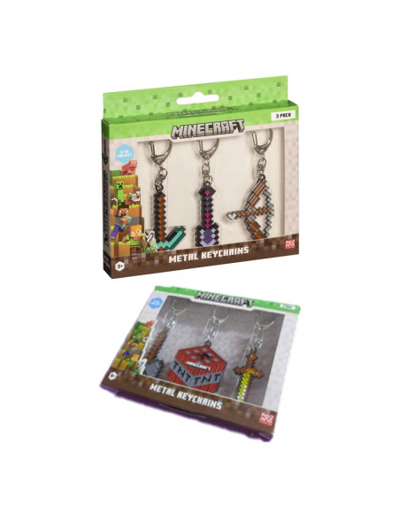 Minecraft Keychains 3-Pack Assortment (12)