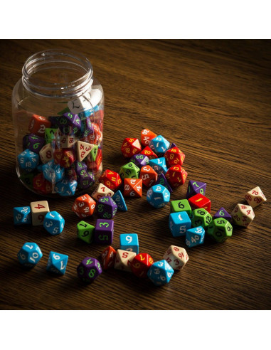 Round Jar of Classic RPG Dice (80)