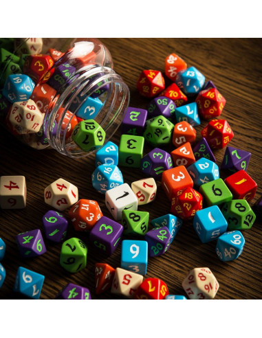Round Jar of Classic RPG Dice (80)
