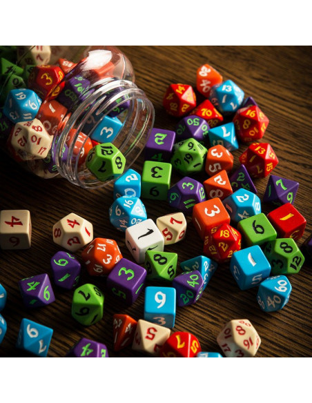 Round Jar of Classic RPG Dice (80)